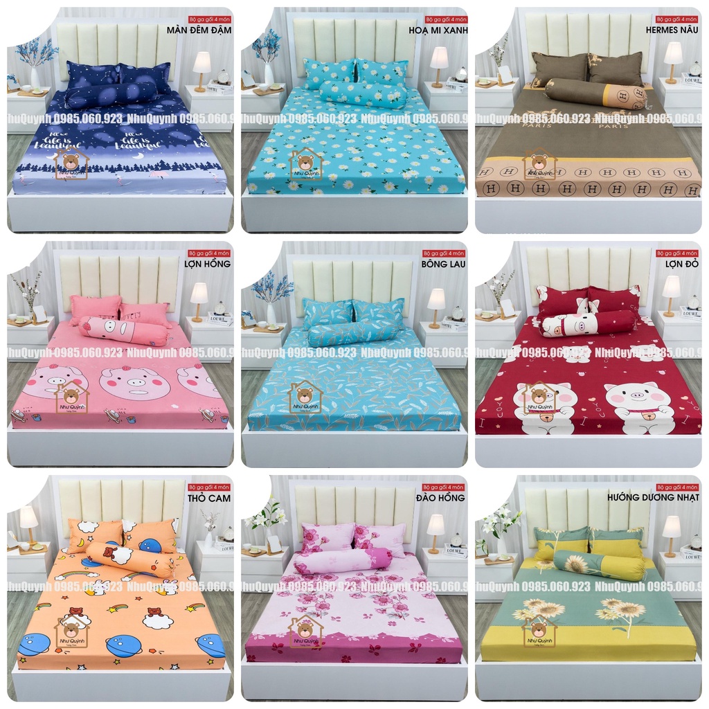 Bộ ga gối 💖m6/m8💖 drap giường poly, ga trải giường + 2 vỏ gối nằm đơn giản
