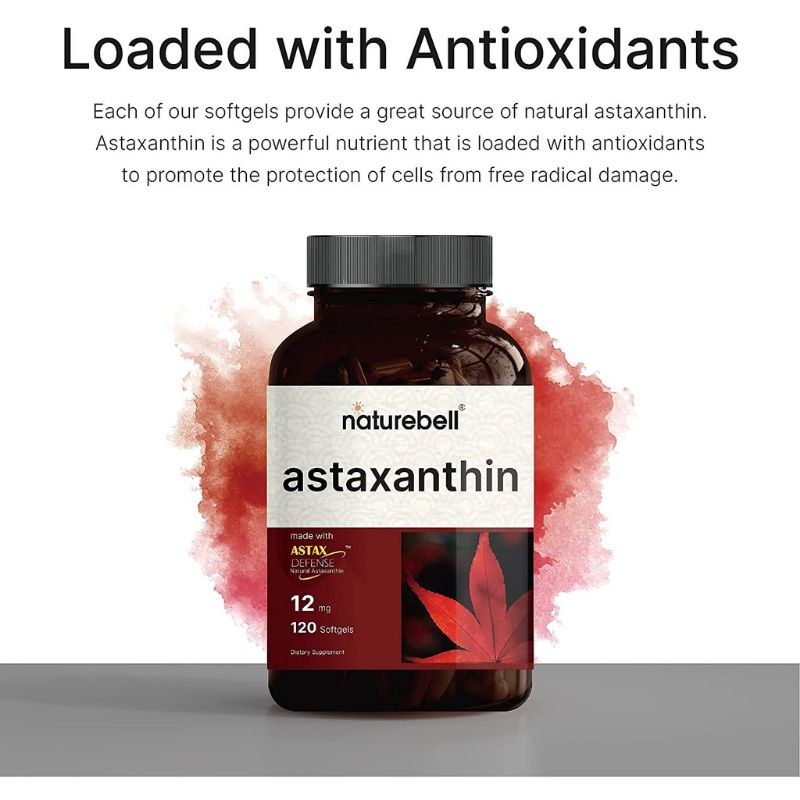 Tinh Chất Chống Láo Hóa Astaxanthin 12mg Đẹp Da, Hồng Hào Da Nature Bell 120v