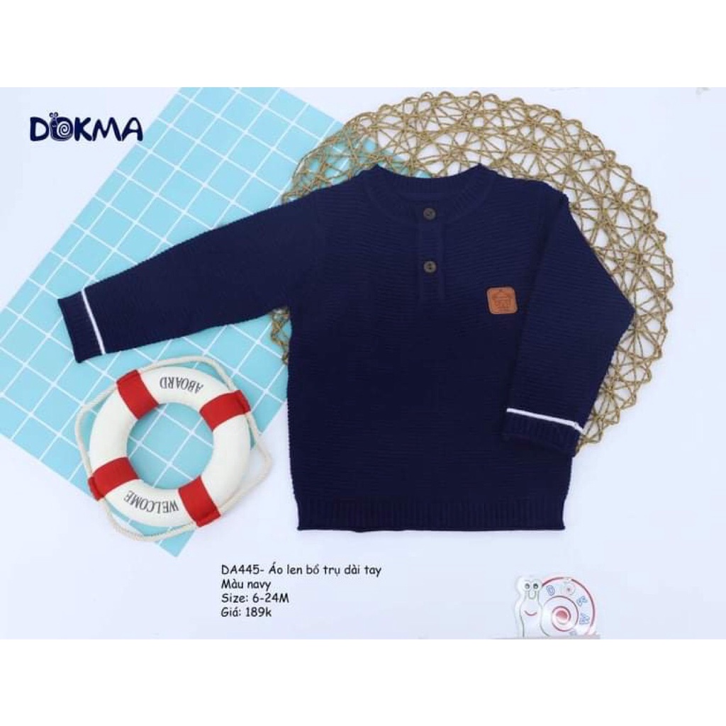 Áo len dài tay cho bé trai Dokma thu đông chất mềm mịn dày dặn sale size 6-24M DA445