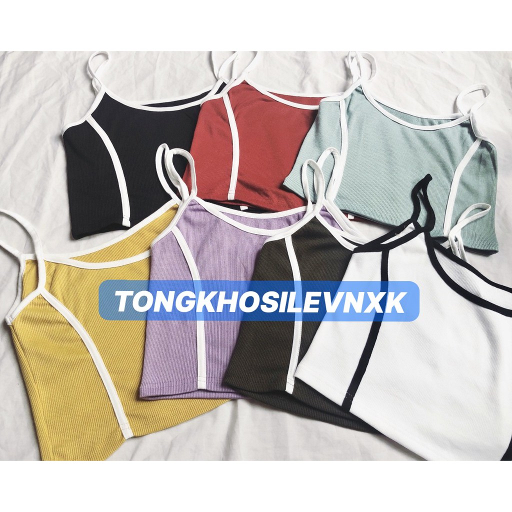 [ Mã WASTAPR giảm 10K đơn 50K] ÁO 2 DÂY SỌC VIỀN CHẤT LEN TĂM CROPTOP ULZZANG NHIỀU MÀU | BigBuy360 - bigbuy360.vn
