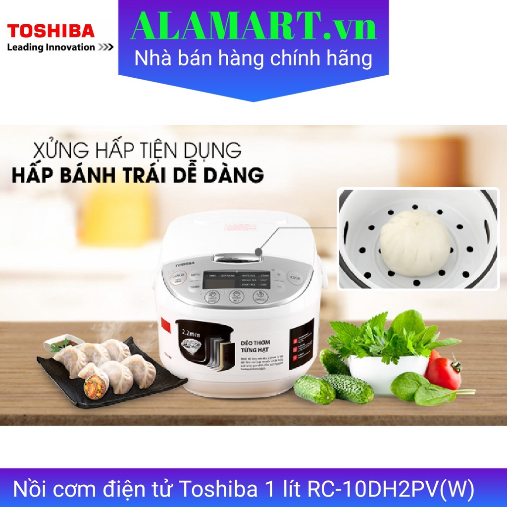 nồi cơm điện toshiba rc-10dh2pv(w) dung tích 1L