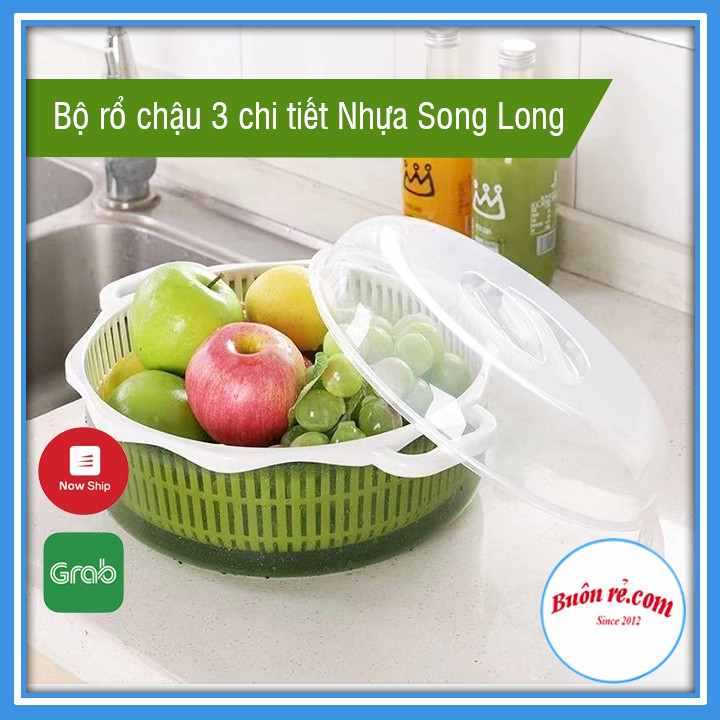 Bộ rổ chậu tròn kèm nắp đậy NHỰA SONG LONG PLASTIC (NO: 2896)- bộ rổ chậu 3 chi tiết đa năng – Buôn rẻ 01201