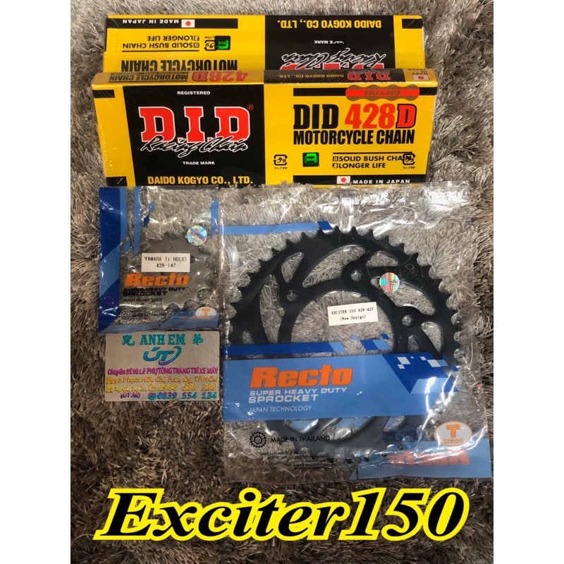 Nhông Dĩa Recto Exciter 155 VVA + Exciter 2015 Sên DID 9Ly TEM XANH&gt;&gt;&gt;&gt;