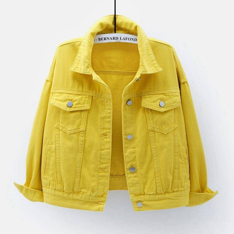 Áo Khoác Denim Ngắn Tay Dài Dáng Rộng Phong Cách Hàn Quốc Nhiều Màu Sắc Thời Trang Mùa Xuân 2022 Dành Cho Nữ