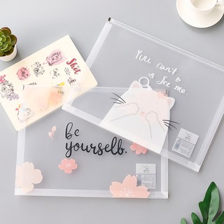 TÚI ZIP TÚI ĐỰNG HỒ SƠ A4 CÓ KHÓA KÉO CHỦ ĐỀ MÀU HỒNG PHẤN KHÔNG THẤM NƯỚC
