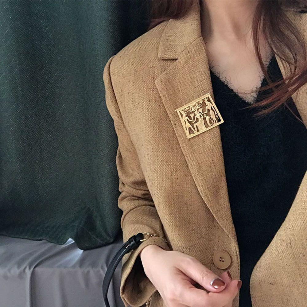 Trâm Cài Áo Họa Tiết USNOW Thời Trang|Dây Chuyền Mặt Hình Chân Dung Ai Cập Rỗng Lập Thể Màu Sắc Thời Trang