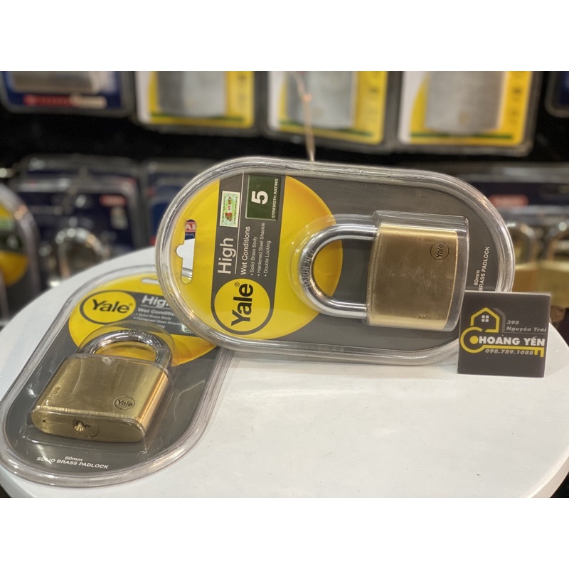 Khóa Yale Y110/60/135, khóa móc chống cắt bằng đồng dạng bấm 60mm