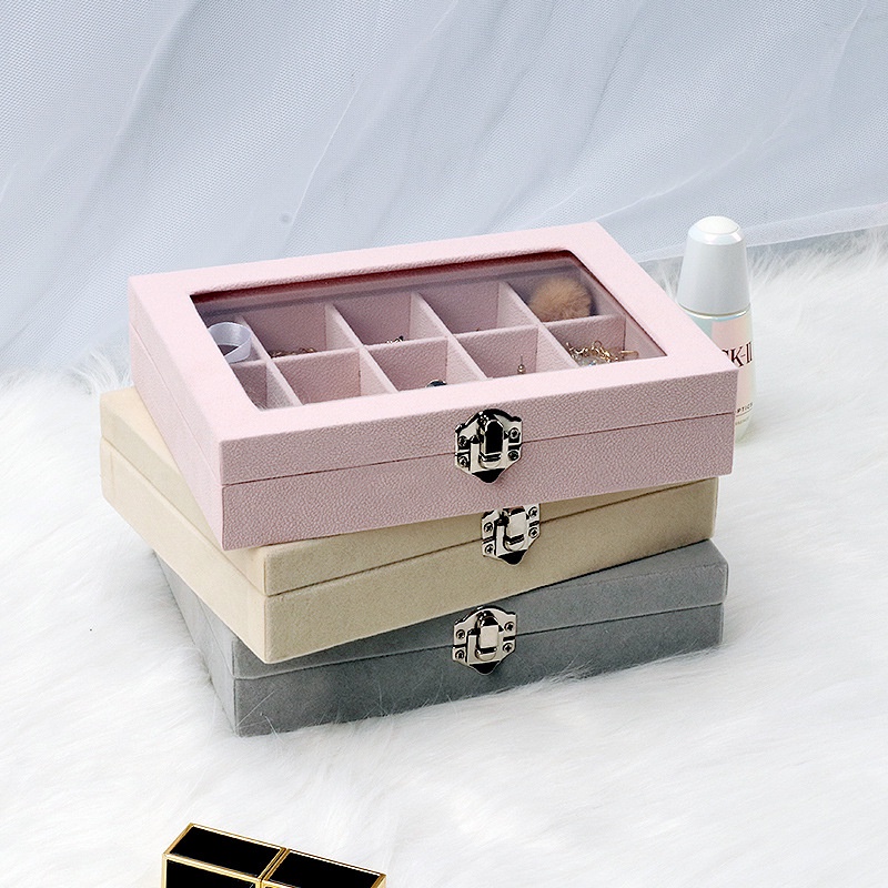 Hộp đựng trang sức NAFENAI chống bụi bằng vải flannel đơn giản tùy chọn màu sắc