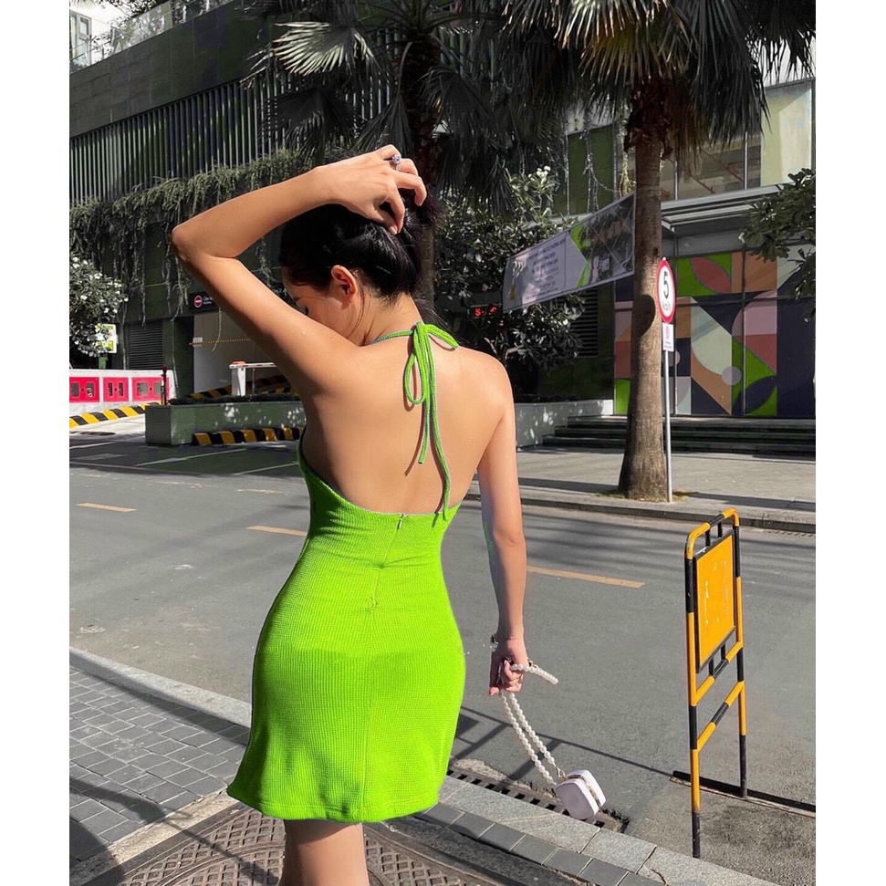 Đầm yếm gân cổ đổ sexy l