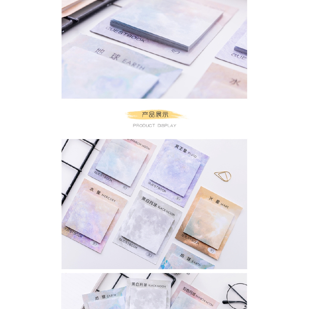 Set 30 Tờ Giấy Ghi Chú In Họa Tiết Hành Tinh Dễ Xé Tiện Dụng Cho Học Sinh/Văn Phòng