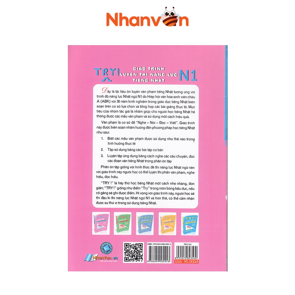 Sách Try ! N1 Giáo Trình Luyện Thi Năng Lực Tiếng Nhật Độc quyền Nhân Văn