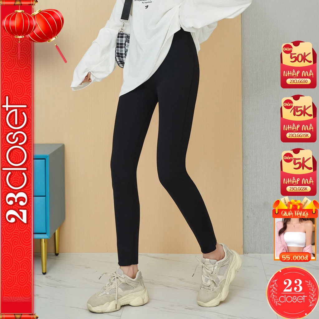 Quần legging nữ 23Closet Quần legging dài Zara đen nâng mông cạp cao có túi sau tập gym công sở dày đẹp - QLG01