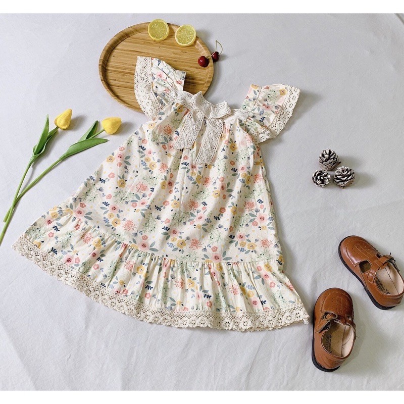 Đầm cotton phối ren