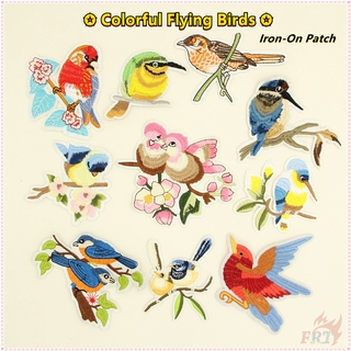 ♚ bộ 02 miếng dán ủi đồ hình chim bay nhiều màu sắc 02 ủi ♚ 1 miếng vá ủi thêu hình chim gõ kiến