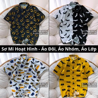Áo sơ mi hoạt hình đi điển nhóm lớp - batman - đủ size em bé, s, m, l, xl, xxl - #aa