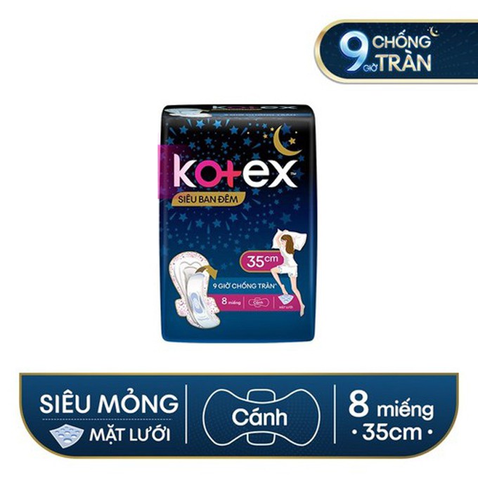 Băng vệ sinh Kotex siêu ban đêm cánh 35cm (Đêm)