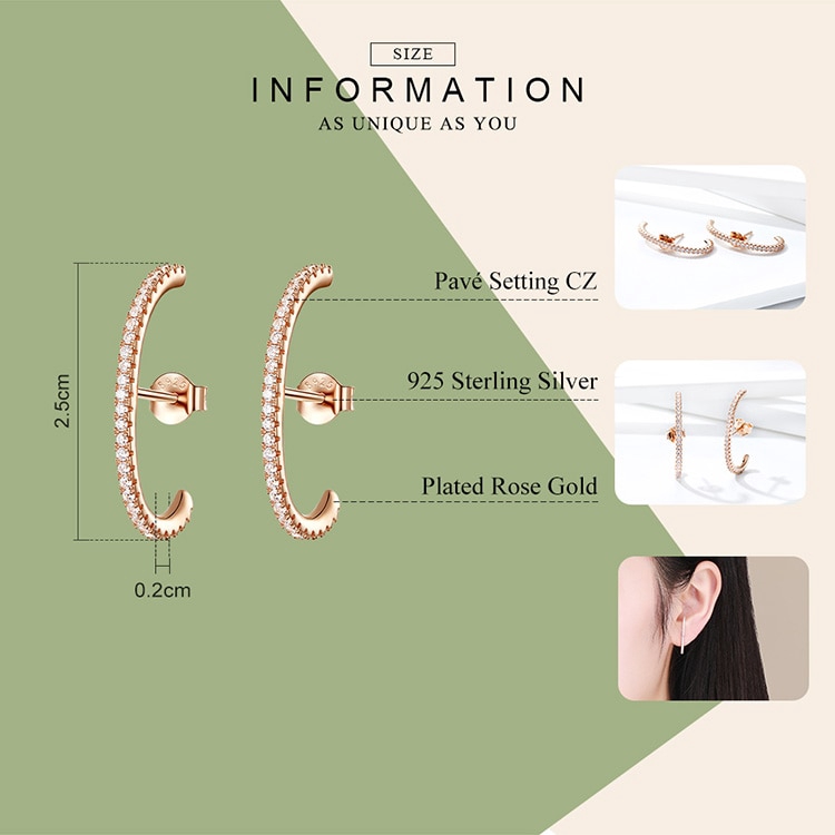 BAMOER Bông Tai  BạC 925 SCE548 HìNh Hoa HồNg