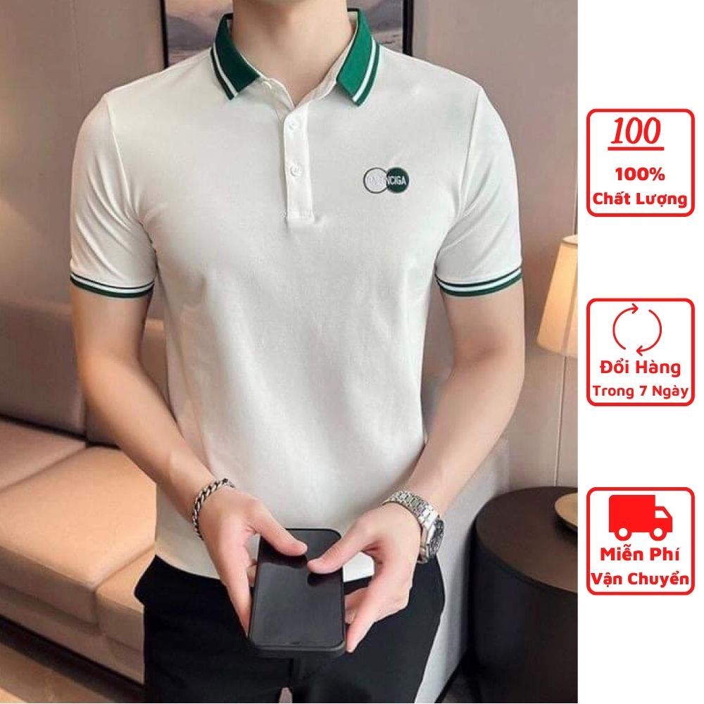 Áo thun nam có cổ polo thiết kế vải cá sấu cotton cao cấp ngắn tay