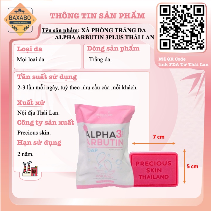 XÀ BÔNG TRẮNG DA ALPHA ARBUTIN 3PLUS THÁI LAN CHÍNH HÃNG 80GR - HÀNG CÓ SẴN - TẶNG KÈM TÚI LƯỚI TẠO BỌT CAO CẤP