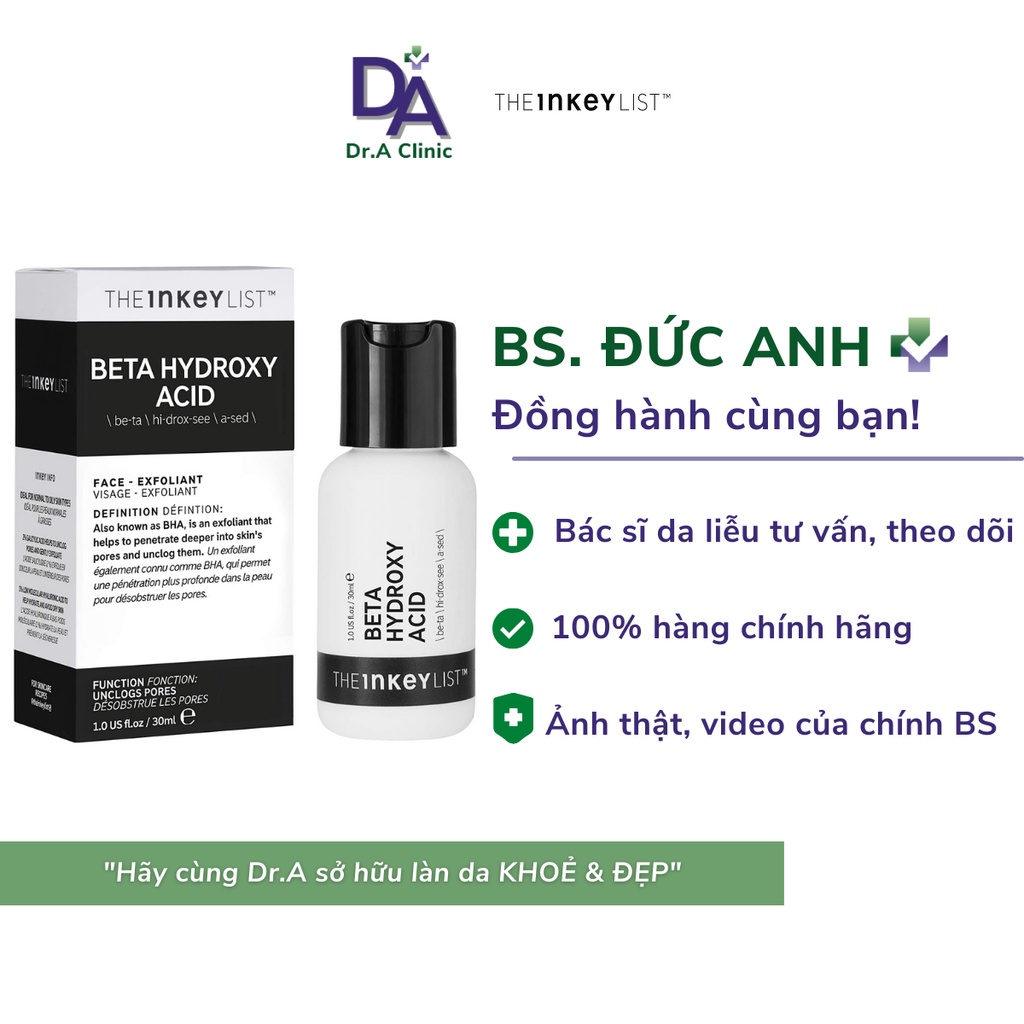 Serum Tẩy Da Chết Tế Bào Chết BHA Beta Hydroxy Acid giúp giảm mụn đầu đen se khít lỗ chân lông - Dr.A Clinic