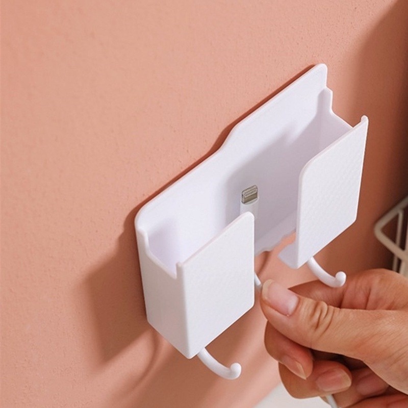 1 Giá Đỡ Nhựa Gắn Tường Đựng Điện Thoại Điều Khiển Từ Xa Với 2 Móc Treo Gắn Tường
