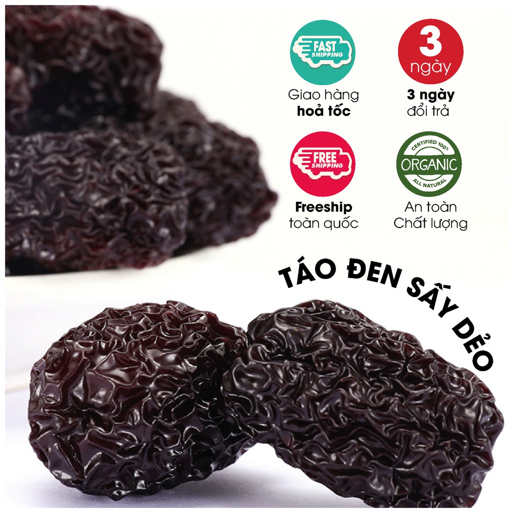 TÁO ĐEN SẤY DẺO KHÔNG ĐƯỜNG ăn vặt healthy cho người ăn kiêng ăn chay &amp; mẹ bầu giúp an thần giảm căng thẳng mệt mỏi
