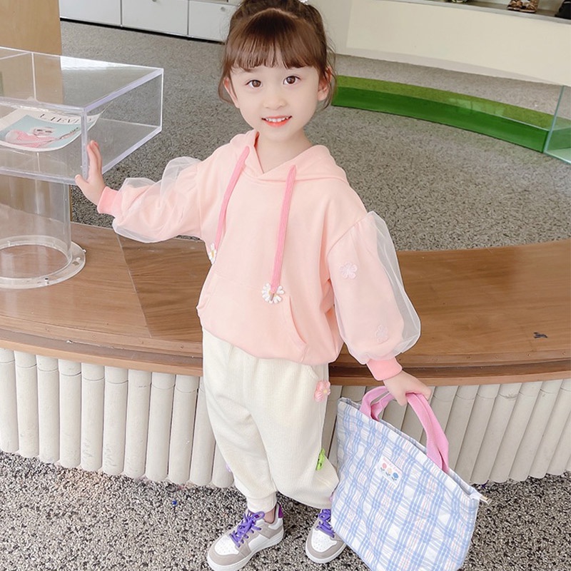 IQ Angel  Áo Hoodie Tay Phồng Dài Màu Trơn Thời Trang Dành Cho Bé Gái