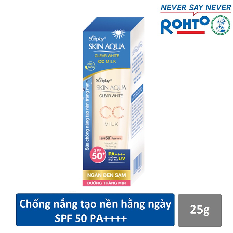 Sữa chống nắng tạo nền trắng mịn Sunplay Skin Aqua Clear White CC Milk SPF50 25g