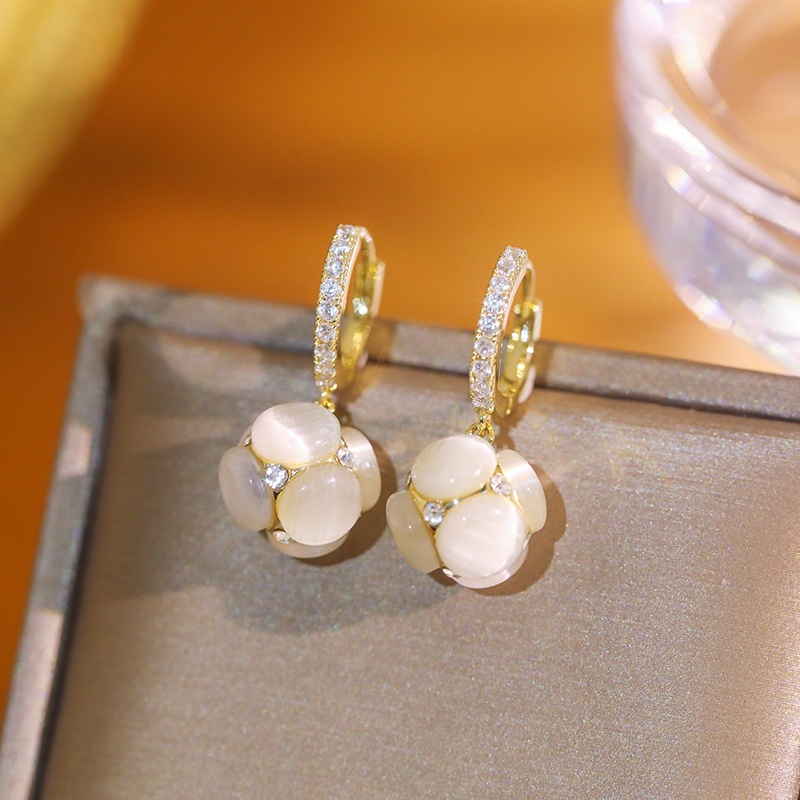 Khuyên tai JIUDUOLAN mặt hoa đính đá opal nhân tạo thanh lịch thời trang dành cho nữ