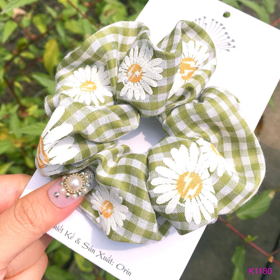 Dây cột tóc, buộc tóc vải scrunchies dễ thương nhiều màu Orin K1129 K1180 K1181 K1179
