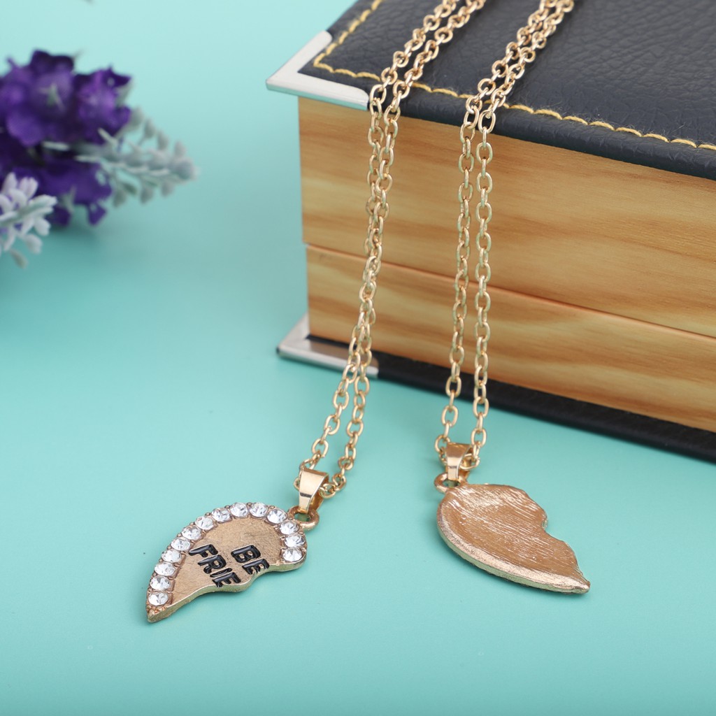 Set 2 Vòng Cổ Tình Bạn Mặt Nửa Trái Tim Khắc Chữ Best Friend Độc Đáo
