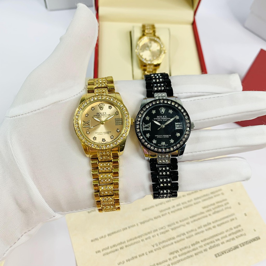 Đồng hồ nữ Rolex mặt tròn đính đá sang trọng dây kim loại cao cấp DHN609 ngoctrinh109