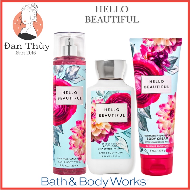 HELLO BEAUTIFUL Bộ sản phẩm dưỡng thể - Xịt thơm toàn thân Bath & Body Works