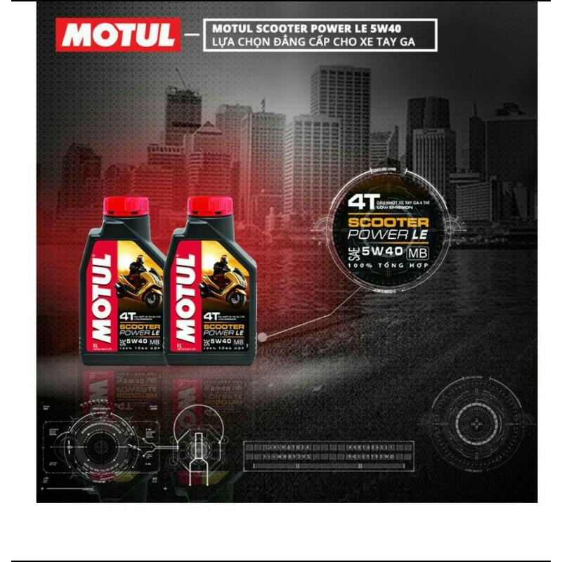 Nhớt Motul Scooter power Le 5W40 800ml – 1L