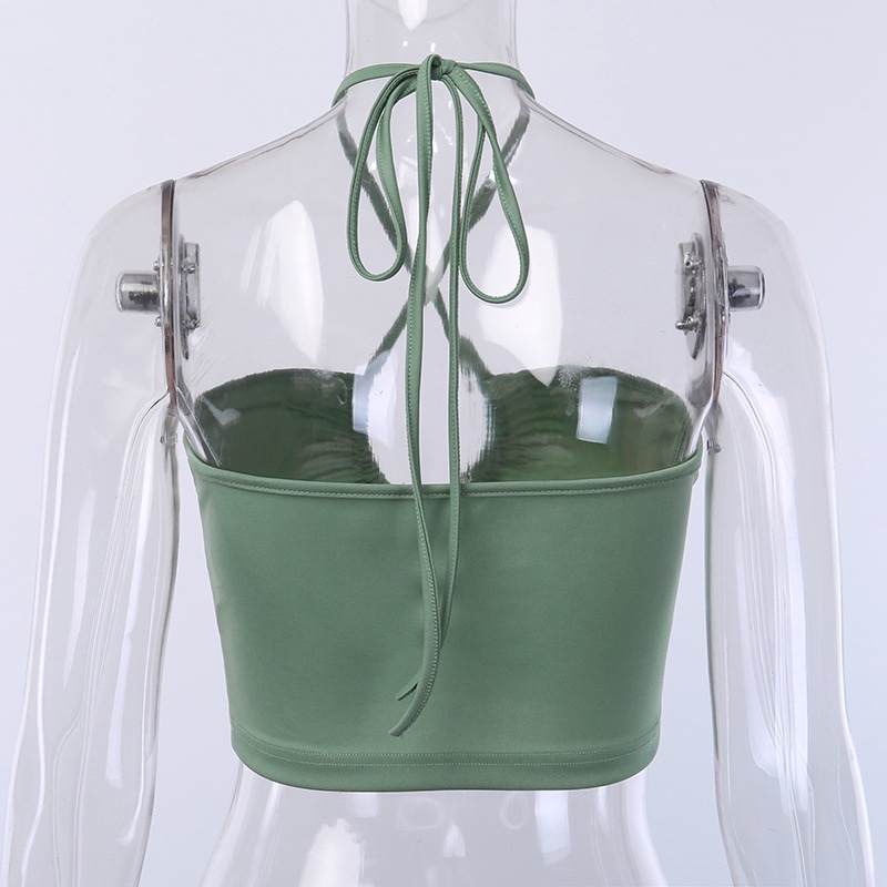 Áo croptop TODOBLACK không tay hở lưng thắt dây màu trơn thời trang đường phố gợi cảm cho nữ