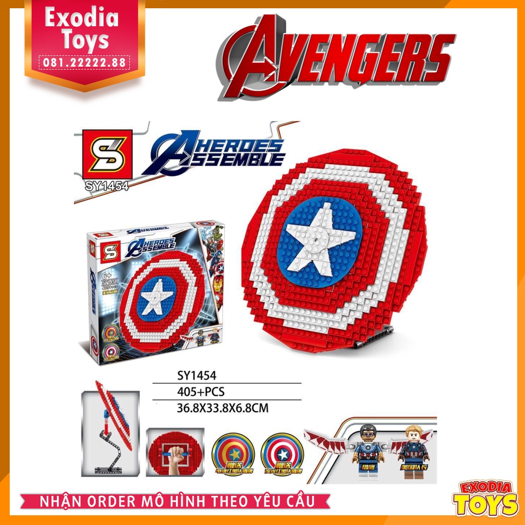 Xếp hình Marvel Avengers Khiên Vibranium của Captain America (tặng kèm Minifigure Captain + Falcon) - Shen Yuan SY1454