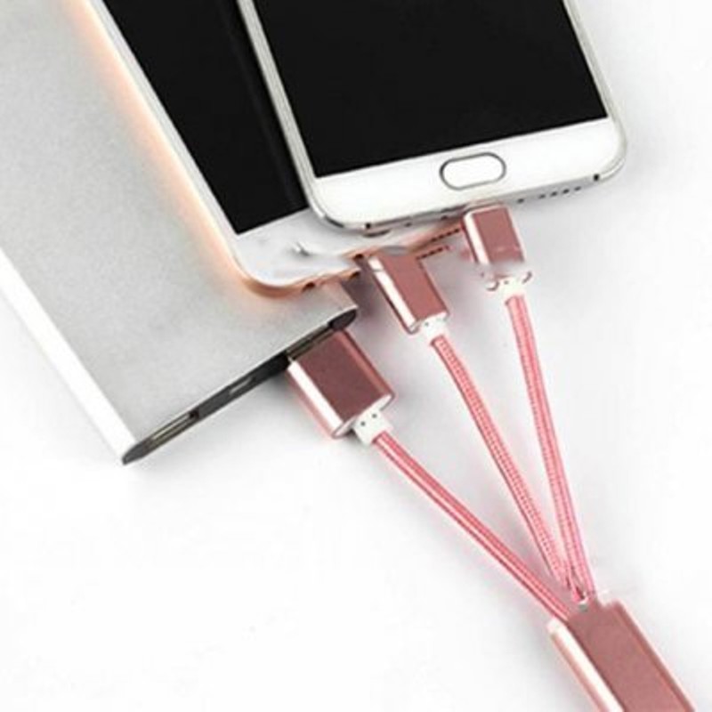Cáp sạc 3 đầu dạng móc khóa tiện dụng  (cổng Iphone/Samsung/USB)
