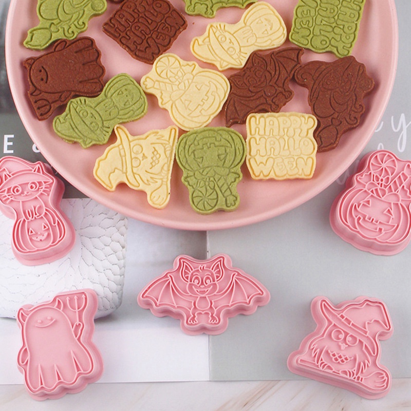 Set 8 Khuôn Cắt Bánh Quy 3D Chủ Đề Halloween