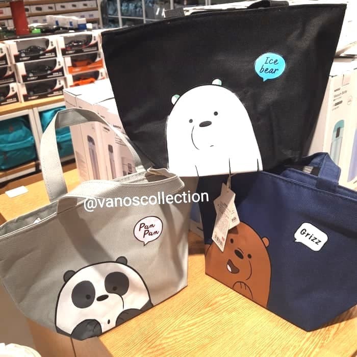 Miniso Túi Đựng Hộp Cơm Trưa Hình Gấu We Bare Bears Đáng Yêu