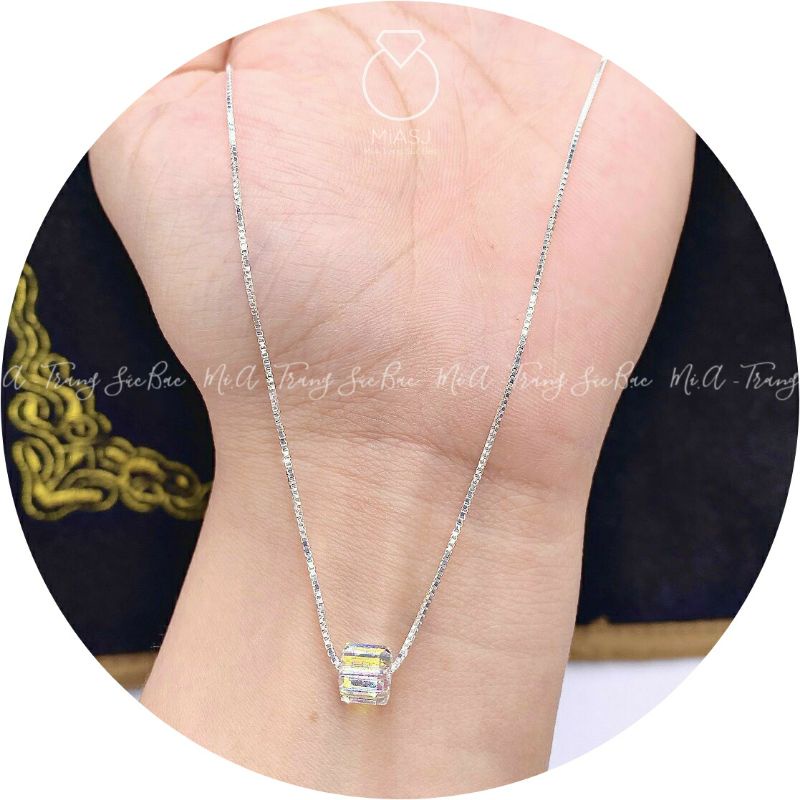 Dây chuyền vòng cổ bạc Ý S925 đá pha lê cao cấp DM0008 | Mi.A Trang sức bạc