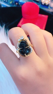 Nhẫn phong thuỷ tỳ hưu màu đen