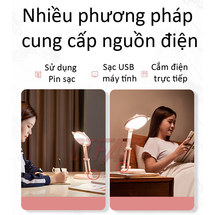 Đèn học để bàn, đèn học sinh chống cận thị CTFAST. đèn LED cảm ứng, Pin 2400 mAh