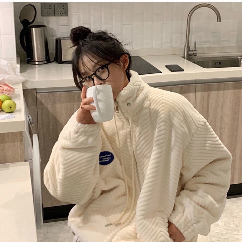 Áo khoác lông thỏ vân sóng