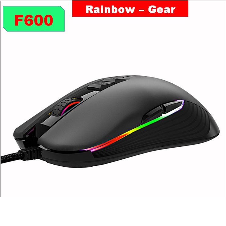 [Gaming Mouse] Chuột chuyên Game 8D Rainbow F600, Led RGB, DPI 10000 (Đen) - Nhất Tín Computer