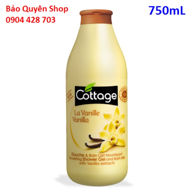 Sữa tắm dưỡng ẩm & làm mịn da Cottage - Vanilla - Nourishing Shower Gel & Bath Milk 750mL