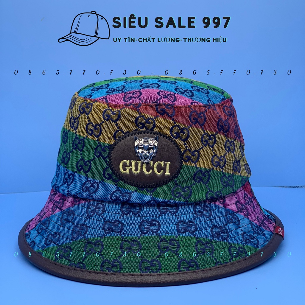 MŨ BUCKET GC NGŨ SẮC ĐÍNH LOGO KIM LOẠI ĐẦU HỔ CAO CẤP THỜI TRANG PHONG CÁCH