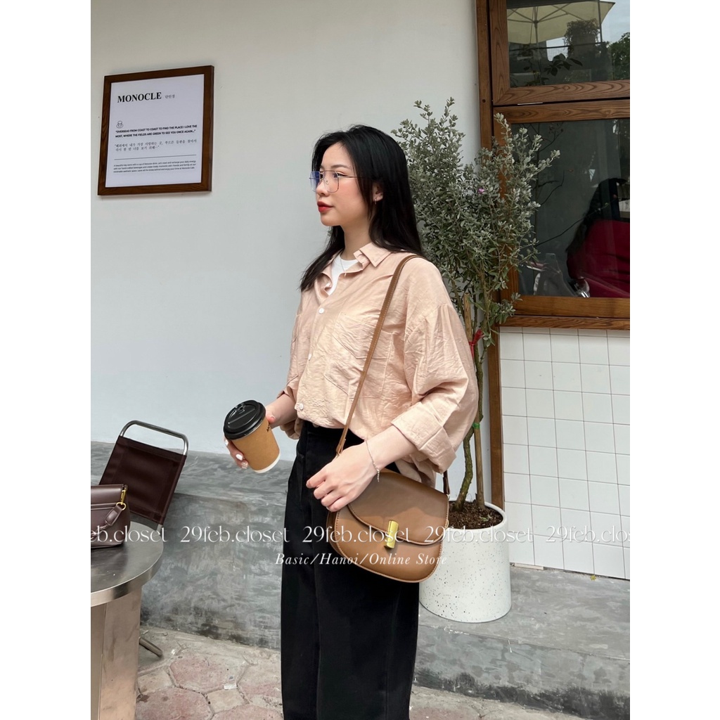 [Ảnh thật/Video] Áo sơ mi đũi nhiều màu túi 2 bên - 29feb.closet - A49