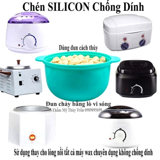 [Chén Silicon chống dính] Chén nấu sáp wax lông cách thủy, lò vi sóng dễ vệ sinh thay thế lòng nồi thường