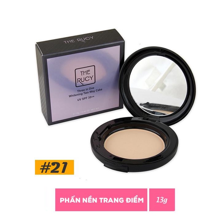 Phấn nén The Rucy Three in One Whitening Two Way Cake Màu Sáng 13g