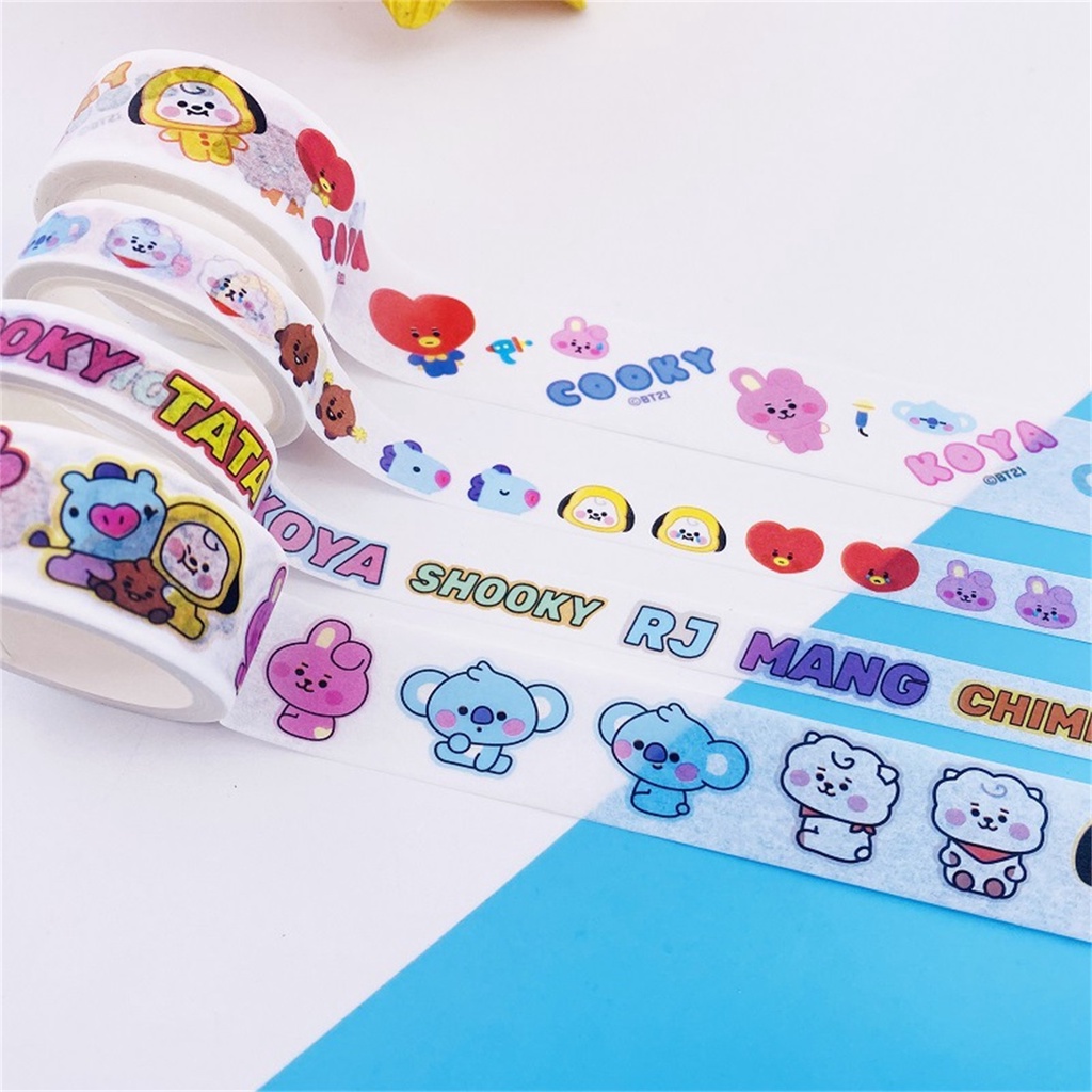 Set 2 Cuộn Băng Keo Giấy Washi Bản Rộng Dùng Làm Đồ Thủ Công